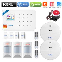 Kits KERUI W181 GSM Tuya WIFI Home Security Anti Pet Burglar Smart Security Alarm System Motion Detector Door Window Sensor