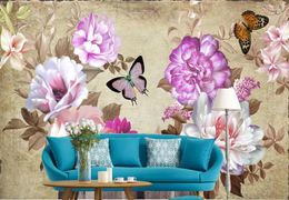 Wallpapers Fashion Peony Flowers Murals Room Sofa Home Decoration Non Woven Wallpaper