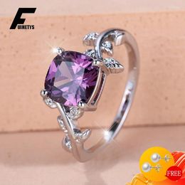 Cluster Rings FUIHETYS Trendy 925 Silver Ring With Amethyst Jewellery Accessories For Women Wedding Engagement Party Gift Finger Wholesale