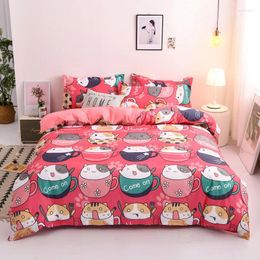 Zestawy pościeli „Cute Cartoon Duvet Cover Bed Zestaw Euro do podwójnego domu Tekstyle Luksusowe poduszki sypialnie 200x200 (bez arkusza)