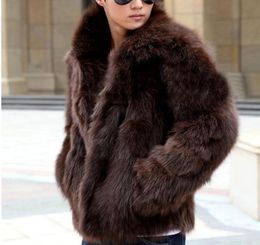 quality fur coat for men winter thicken warm short style outwear fur jacket coat soft fox fur overcoat black white top9203523