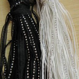 13mm Vintage White and Black Diamond Embroidered Lace Ribbon Fabric Handmade DIY Wedding Dress Lace Trim Sewing Craft 10 yardsset1810451