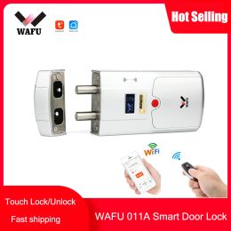 Lock WAFU 011A Door Lock Tuya Wifi Smart Lock Bluetooth Password Fingerprint Locks Touch Keyless Door Lock Deadbolt intelligent Lock