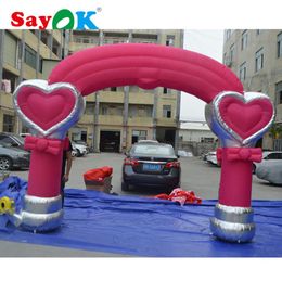 wholesale -giant pink inflatable wedding arch arcade with heart party events decoration show