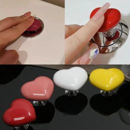 Toilet Seat Covers 2Pcs Handle Press Button Heart Shaped Tank Push Switch Bathing Room Decor Water Flush Home Tool