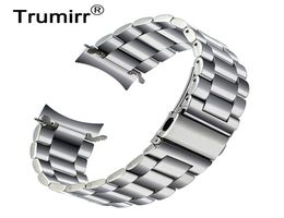 Premium Stainless Steel Watchband For Samsung Galaxy Watch 46mm Smr800 Sports Band Curved End Strap Wrist Bracelet Silver Black Y7027161