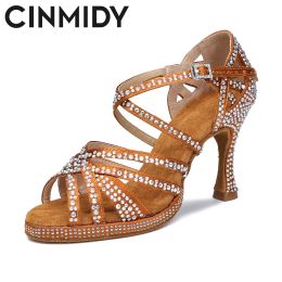 Boots Cinmidy Water Platform Dancing Shoes Women Latin Dance Shoes with Rhinestones Party Shoes Ballroom Dance Heels Women's Sandals