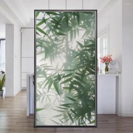 Window Stickers Privacy Glass Film Sun Blocking Glue-Free Bamboo Pattern Frosted Door Decoration