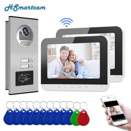 Intercom 7 Inch Wifi Video Door Bell Intercom System with RFID Doorbell Camera 2 Family Multi nits Apartment Video Door Phone Intercom