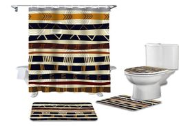 Tribal Retro Ethnic Shower Curtain Sets NonSlip Rugs Toilet Lid Cover and Bath Mat Waterproof Bathroom Curtains1163396