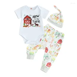 Clothing Sets Pudcoco Infant Born Baby Girl Boy Farm Pants Outfits Letter&House Print Short Sleeve Romper Animal Hat Set 0-12M