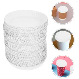 Disposable Cups Straws 100 Pcs Paper Cup Lid Lids Coffee Mug Glass El KTV Cover Covers Drinking Travel Espresso