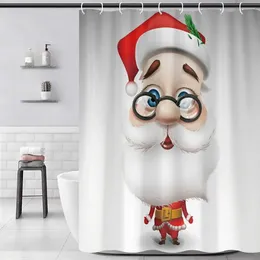 Shower Curtains Waterproof Curtain Christmas Style With Santa Claus Pattern Easy To Install For Bedroom