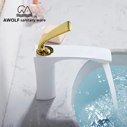 Bathroom Sink Faucets Solid Brass Basin Faucet Matte Black Chrome White Gold Modren Cold Mixer Water Tap ML8078