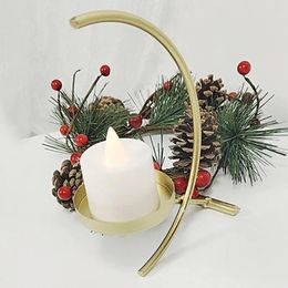 Candle Holders Holder Romantic Wrought Iron Candlestick Semicircle Moon Dining Table Ornament