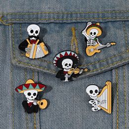 Skeleton Musician Enamel Pin Punk Accordion Badge Custom Brooches Jewelry Accessories on Backpack Gift For Friend