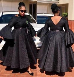 Black African Plus Size Evening Dresses A Line Ankle Length Lace Prom Dress Custom Made aso ebi Women Formal Dresses Party Gowns3112326