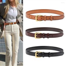 Belts Women Belt High Quality Cowskin Genuine Leather Fashion Gold Buckle Female Jeans Dress Waistband Brand Designer Trend