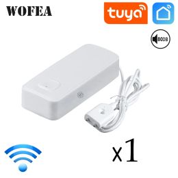 Detector Wofea Wifi Water Leakage Sensor Detector 80db Alarm Sound APP Notice Work Wth Tuyasmart Smartlife Low Battery Alter