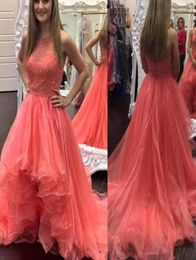 Jewel Sleeveless Lace Beaded Special Occasion Dresses Custom Made ALine Prom Dresses Sexy Back Asymmetrical Formal Evening Gowns6840471