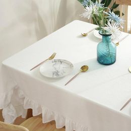 Table Cloth Cotton Easy Care Dining Tablecloth Vintage Style Wide Application Sturdy And Durable Covers White 140 200CM