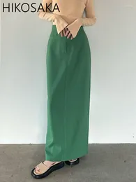 Skirts Japan Style Simple High Waist Long Solid Vintage Split Falda Sexy Mujer Spring Summer 2024 Straight Jupe Female