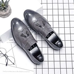 Casual Shoes Big Size Italian Tassel Business Formal Dress Men Leather Loafer Flats Designer Office Oxford For 2024