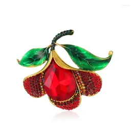 Brooches Retro Red Rose Brooch Female High-end Drip Fashion Cardigan Anti-exposure Button Clothes Collar Accessories