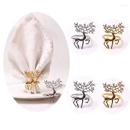 Party Decoration 2pcs Elk Napkin Ring Christmas Dinner Gold Silver Deer Buckle Navidad 2024 Holidays Wedding Decor