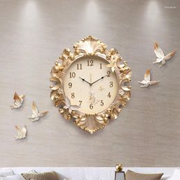 Wall Clocks Chic Aesthetic Clock Unique Italy Gold Art Dining Room Watch Stylish Creative Reloj De Pared Living Decoration