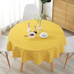 Cotton Linen Nordic Round Tablecloth Coloured Stripe Christmas Tree Pattern Cover Washable Table Cloth for Tea 240322