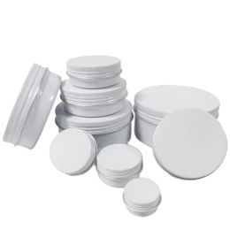 Bottles 50Pcs 5ml 10ml 30ml 50ml 100ml Aluminium Tin Cans with Screw Lid Empty Candle Jar White Cream Blam Spice Tea Cosmetic Containers