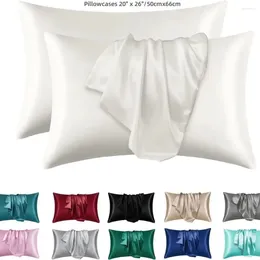 Pillow 2pcs Polyester Pillowcase For Skin And Hair Satin PillowCases Soft Breathable Smooth Cooling Covers Sleeping