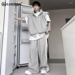 Men's Tracksuits LUZHEN Hoodies Sweatshirts Sleeveless Vests Two-piece Sets Men Trendy Street Straight Pants Stylish Clothes LZ2174