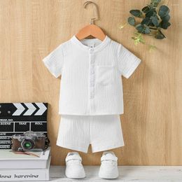Clothing Sets Kids Clothes 2 Piece Set Summer Boys Casual Pockets Sports Suit Cotton Leisure T-shirt Cute Solid Color Loungewear