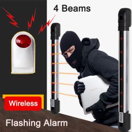 Kits Home Smart Wireless Home Security 4 Beams Alert Infrared Sensor Alarm system Antitheft Motion for Wall Window Detector Alarm