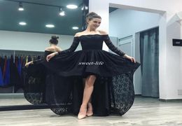 2021 Lace A Line Homecoming Dresses Long Sleeve High Low Prom Off Shoulder Formal Party Wear9946486