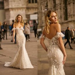 Berta Wedding Dresses Off Shoulder 3D Lace Appliques Beads Sequins Mermaid Bridal Gowns 2024 Backless Wedding Dress Robe De Mariee