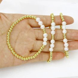 Link Bracelets 10 Pieces 18K Gold Plated Beaded With Pearl And Shell Beads Accessories 8580