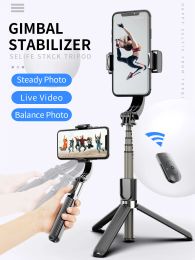 Monopods NAGNAHZ One Axis Handheld Gimbal Stabiliser With Bluetooth shutter Tripod For Smartphone Action camera Video Record Vlog Live