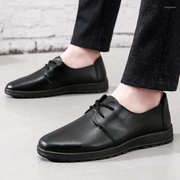 Casual Shoes Leather For Men Non-slip And Waterproof Work Spring Autumn Breathable Male Shoe Solid Colour Chaussure Hommes