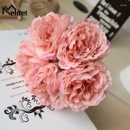 Decorative Flowers Meldel Artificial Flower Peony Bouquet Wedding Decoration Silk Ball Wall Home Fake