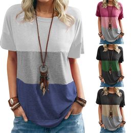 Summer Designer Women Tops Crew Neck T-shirts Fashion Casual Clothes Loose Solid Colour Basic Short Sleeve Tee Shirt