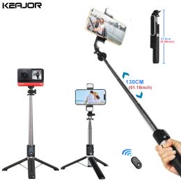 Monopods Selfie Stick with Light and Bluetooth Wireless Remote Control Foldable Tripod 360° Rotation Selfie Stick for Ios Android Phones