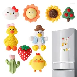 Window Stickers Cute Fridge Magnets 9 Pieces Resin Magnetic Creative Cartoon Decoration For Kitchen House