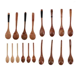Coffee Scoops Kitchen Utensil Wood Soup Spoons Japanese Wooden Spoon Set For Eating Cooking Mixing Stirring