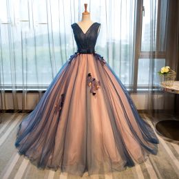 Dresses Fashionable Pleated Beading Champagne Ball Gown Evening Dress with Floral Appliques Saudi Arabia Prom Party Dress Robe De Soiree