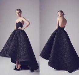 Dresses Ashi Studio 2016 Black Evening Dresses Sweetheart Lace Applique Beads Prom Dresses Sexy Backless High Low Party Gowns Formal Wear