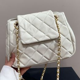 Quilted Classic Designer Luxury Fashion Small Shoulder Crossbody Bag Diamond Pattern Gold Chain High White Quality Vintage Genuine Leather Zipper Handbag