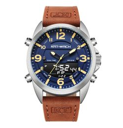 KT Luxury Watch Men Top Brand Leather Watches Man Quartz Analogue Digital Waterproof Wristwatch Big Watch Clock Klok KT18182223129